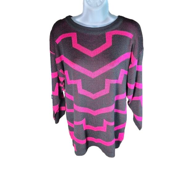 BRISTOL COURT Vintage 90s Geometric, Knitted, LONG Sleeve Top Women's Size M - Picture 9 of 11